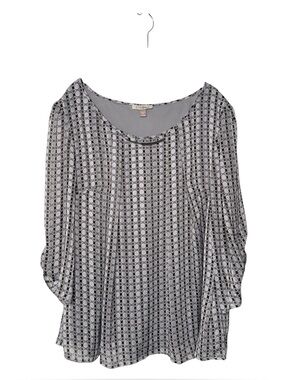 Roz & Ali Light Gray and Lavender Flowy Top Size 3Xl